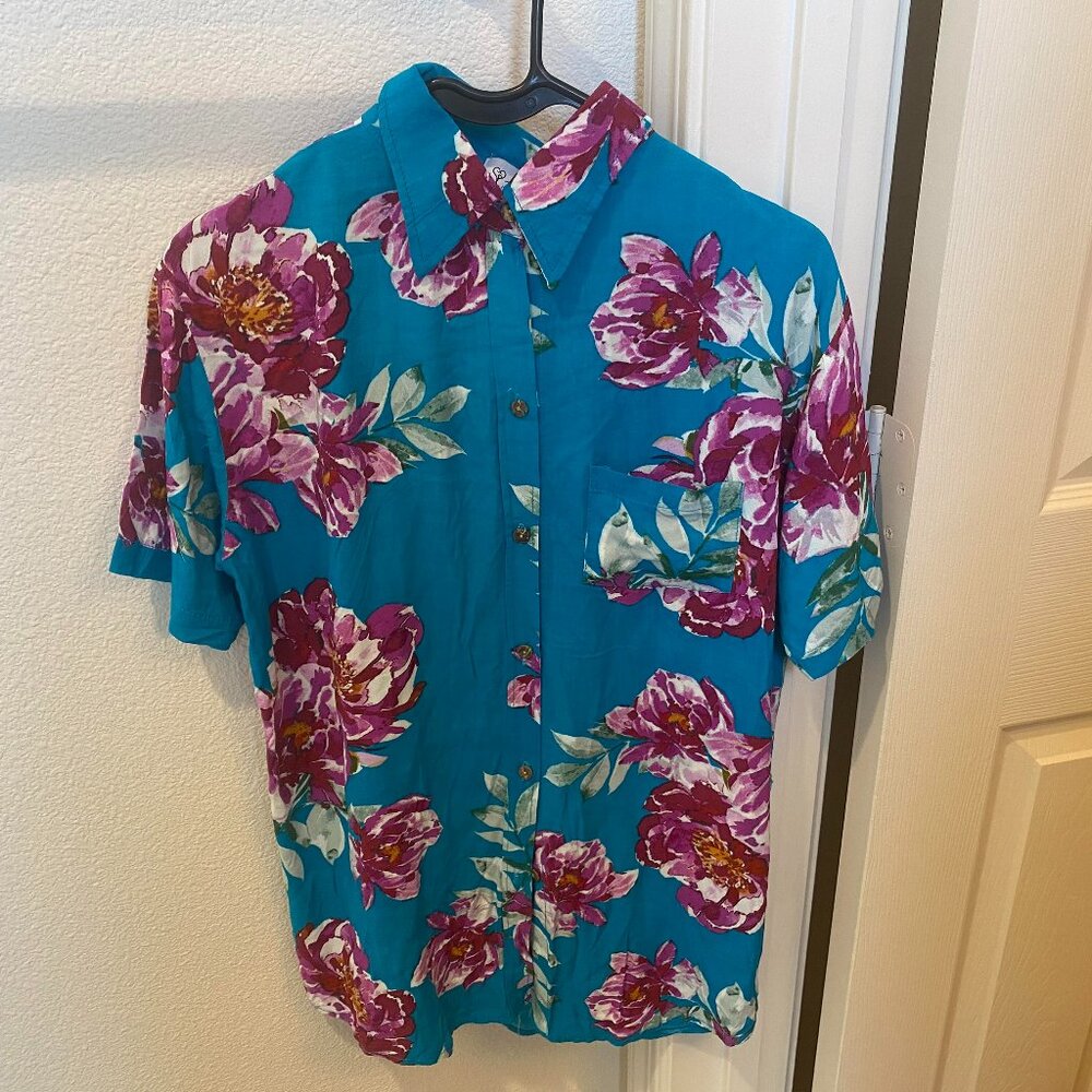 Hawaiian Floral Button Down Shirt